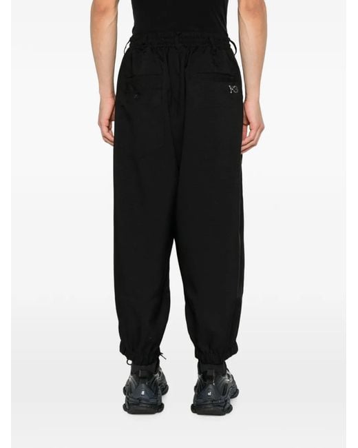 Y-3 Black Drawstring Elasticated-Cuffs Trousers for men