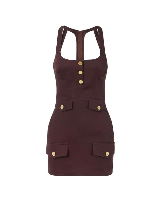 Elisabetta Franchi レディース パープル フラップ ミニドレスの通販は