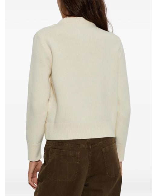 Moncler White Logo-Embroidered Zip-Up Cardigan