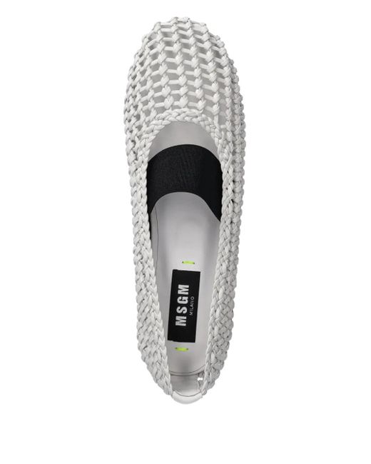 MSGM White Woven Ballerina Shoes