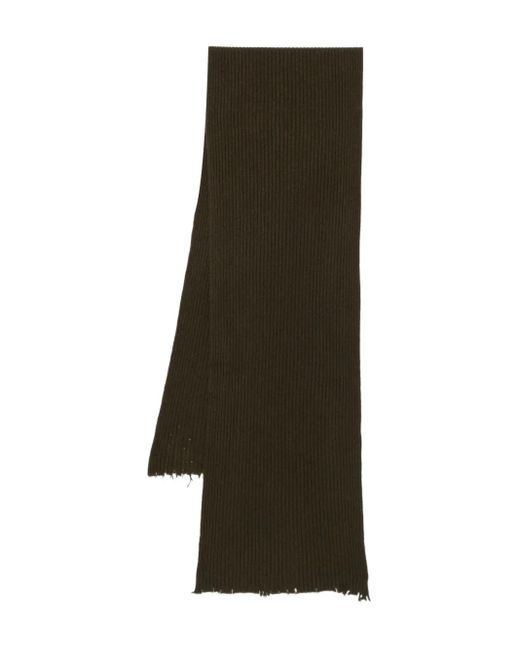Uma Wang Green Ribbed Scarf With Fringed Edges