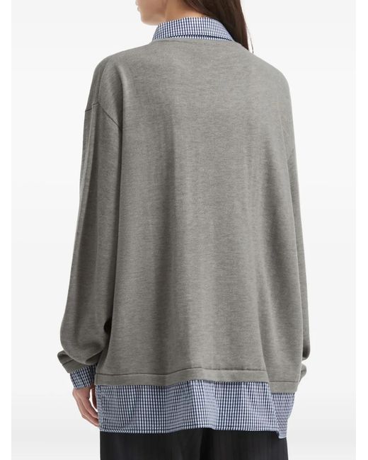 B+ AB Gray Button-Front Layered Cardigan