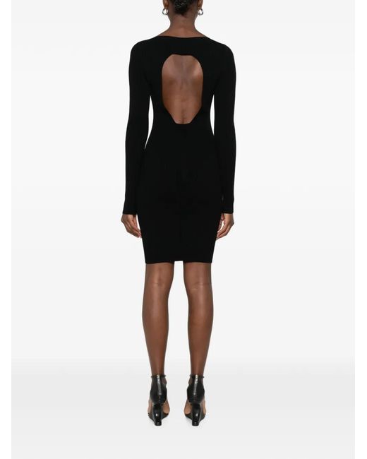Rick Owens Black Cut-Out Ribbed Mini Dress