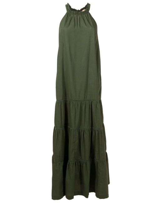 Adriana Degreas Green Tiered Cotton Beach Dress
