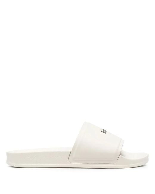 MSGM White Logo-print Slides for men