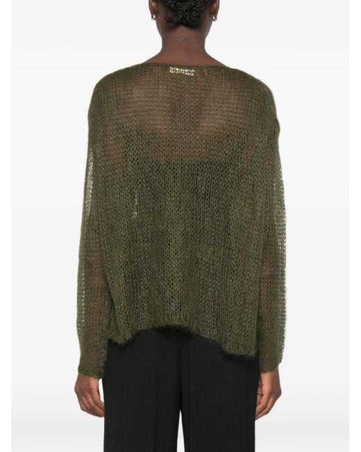 Khaite Green Wendy Open-Knit Sweater