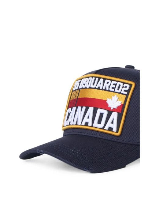 DSquared² Blue D2 Logo-Patch Baseball Cap for men
