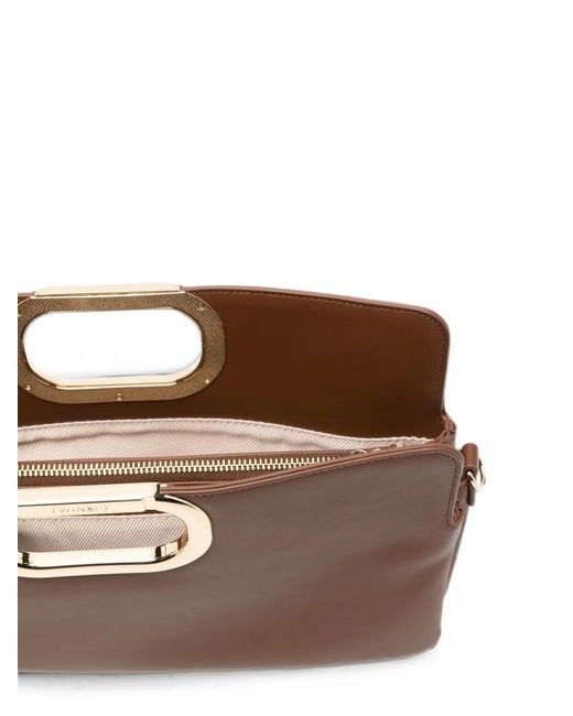 Twinset Brown Logo-Engraved Cut-Out Handle Tote Bag