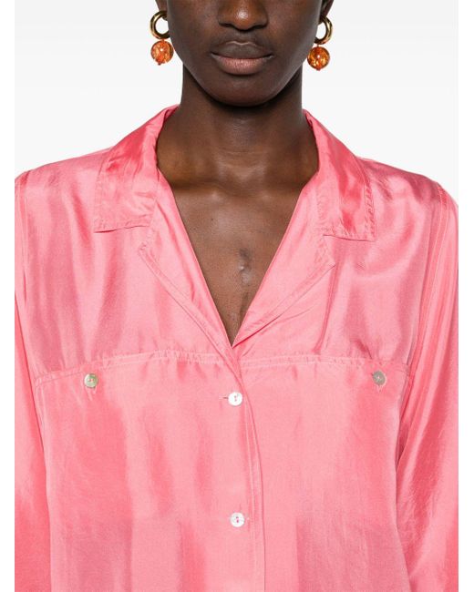 Forte Forte Camp-collar Silk Shirt Pink