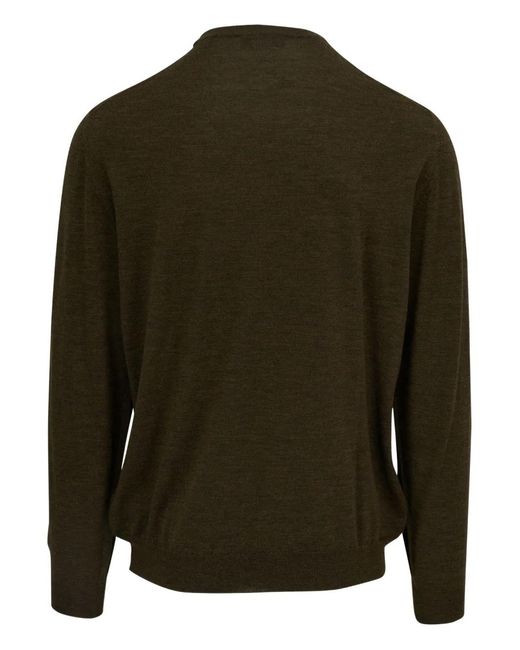 Fedeli Green Round-Neck Wool Sweater for men