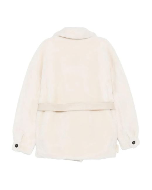 Liska Natural Double-Breasted Belted Coat