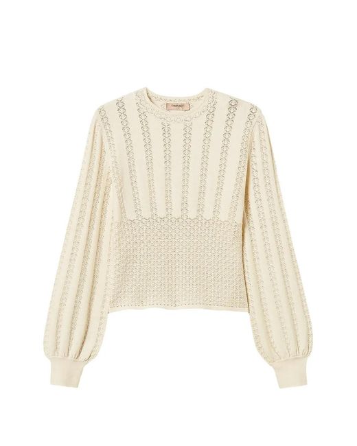 Twinset White Crew Neck Punched Knit Jumper