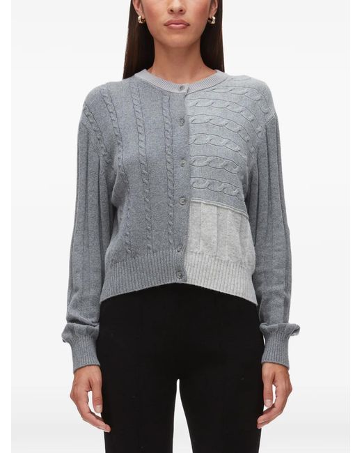 3.1 Phillip Lim Gray Cable-Knit Patchwork Cardigan
