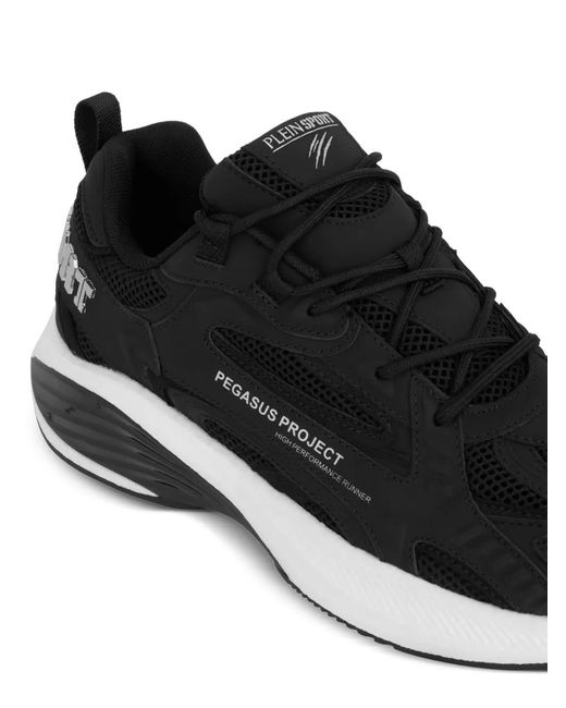 Philipp Plein Black Pegasus Project Panelled Sneakers