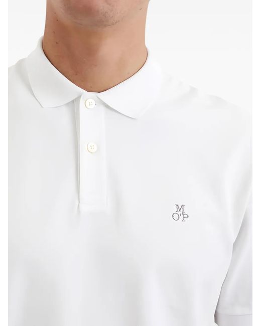 Marc O' Polo White Logo-Embroidered Polo Shirt for men