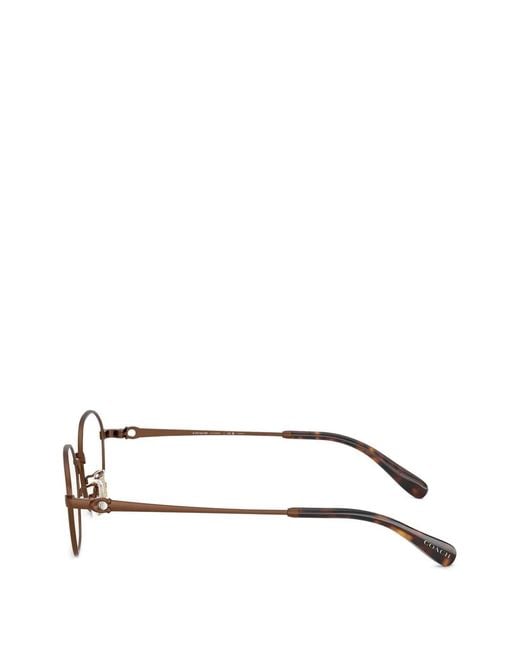 COACH Brown Geometric-Frame Titanium Glasses