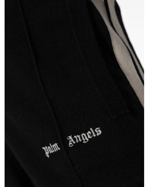 Palm Angels Black Logo-Embroidered Stripe-Logo Track Pants
