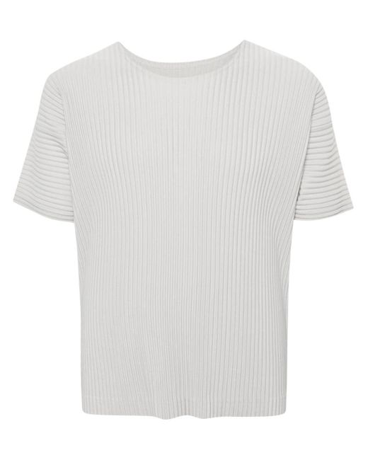 Homme Plissé Issey Miyake White Pleated T-shirt for men