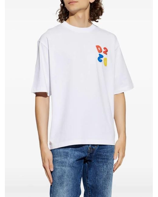 DSquared² White Logo-Patch T-Shirt for men