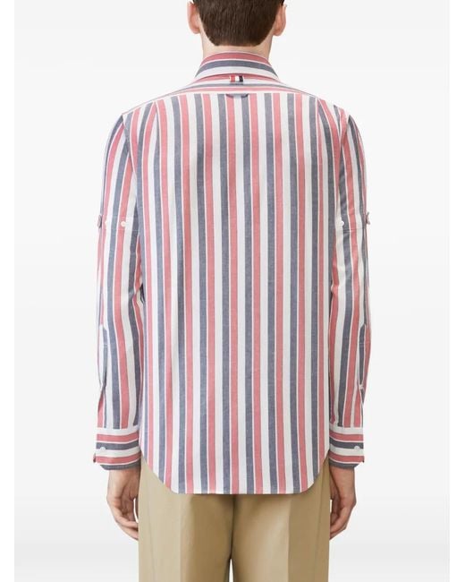 Thom Browne Pink Madras Cotton Repp Stripe Armband Shirt for men