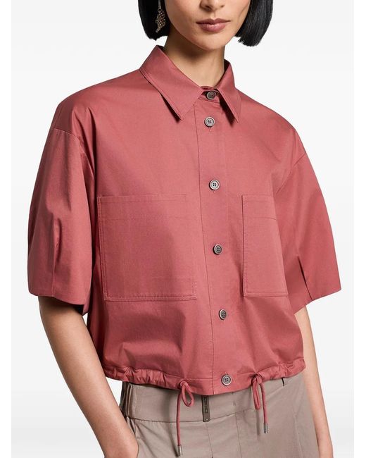 Peserico Red Chemise À Lien De Resserrage Et Poches De Poitrine