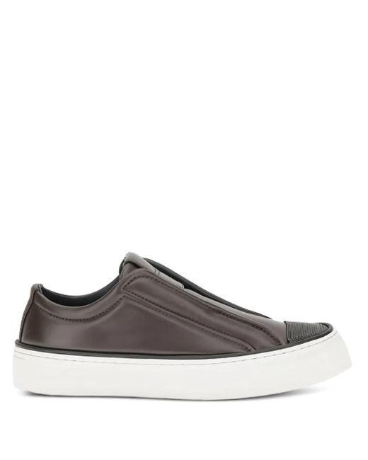 Brunello Cucinelli Brown Monili-Chain Slip-On Sneakers