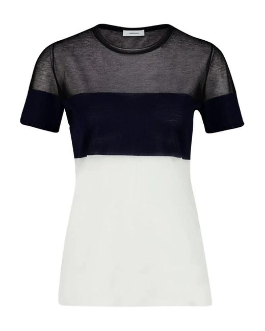 Ferragamo Blue Colourblock Round-Neck Sweater