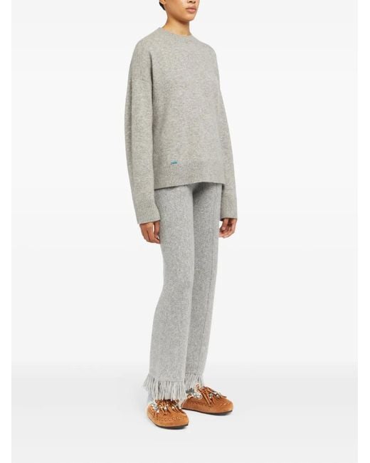 Alanui Gray Crew-Neck Knitted Sweater