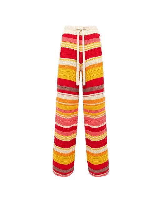 Laneus Orange Striped Drawstring Trousers
