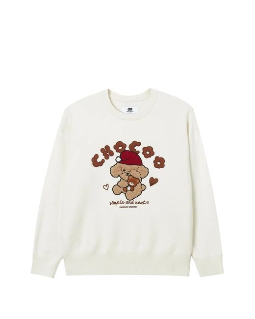 Chocoolate White Graphic-Patch Jumper