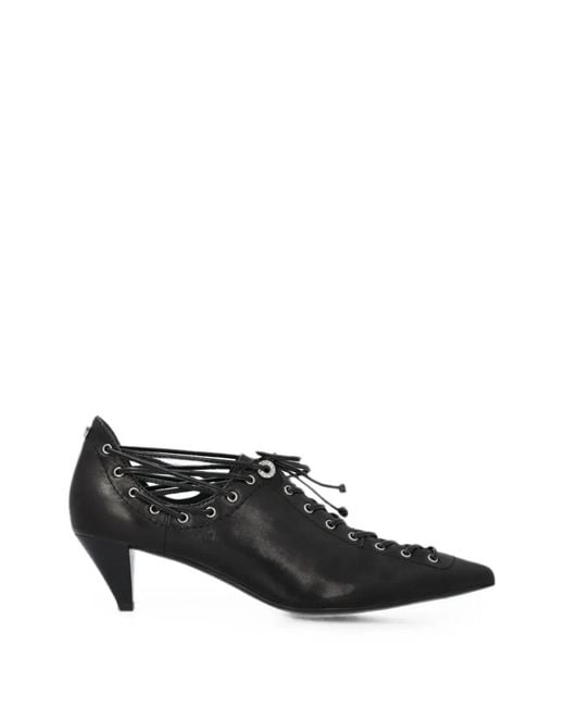 Pinko Black Lace-Up Leather Pumps
