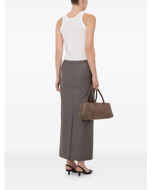 Loulou de Saison Gray Cara Elasticated Waistband Vent Maxi Skirt
