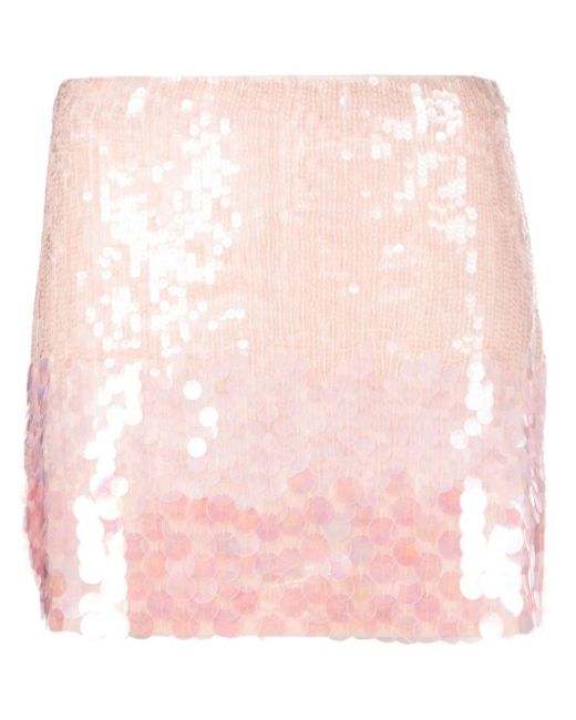 P.A.R.O.S.H. Pink Iridescent Sequin Mini Skirt