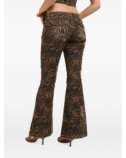 Juicy Couture Brown Animal-Print Flared Jeans