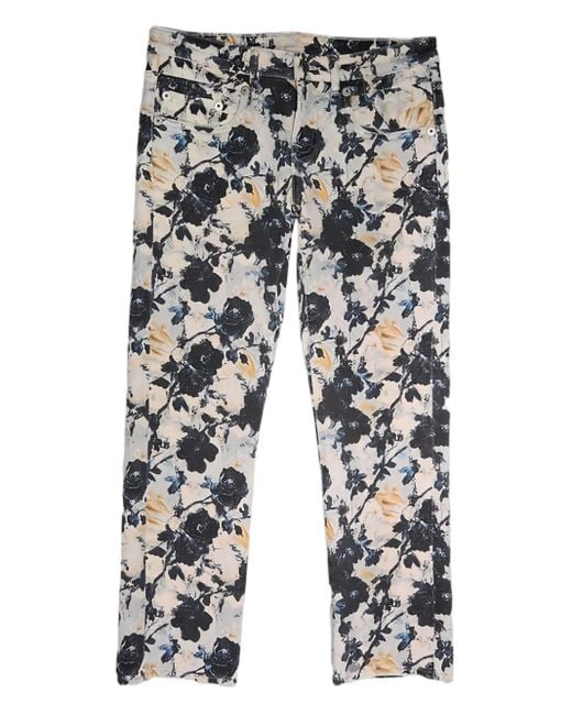 R13 Gray Floral-Pattern Trousers