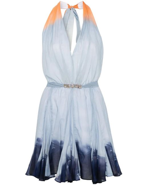 Maje Blue Tie-Dye Mini Dress