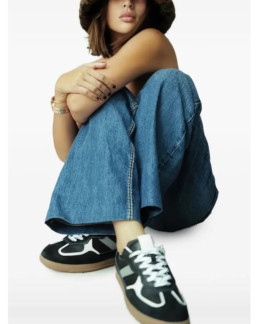 Alohas Blue Lace-Up Panelled Sneakers