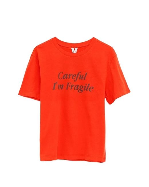 GIMAGUAS Red T-Shirt Careful À Imprimé Graphique