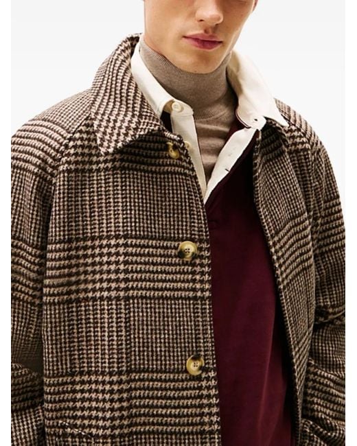 Manteau Boutonné À Carreaux Tommy Hilfiger pour homme en coloris Brown