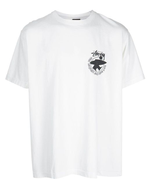 Stussy Beach Roots Logo-print T-shirt in White for Men | Lyst