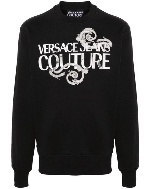 Versace Black Watercolour Couture Cotton Sweatshirt for men
