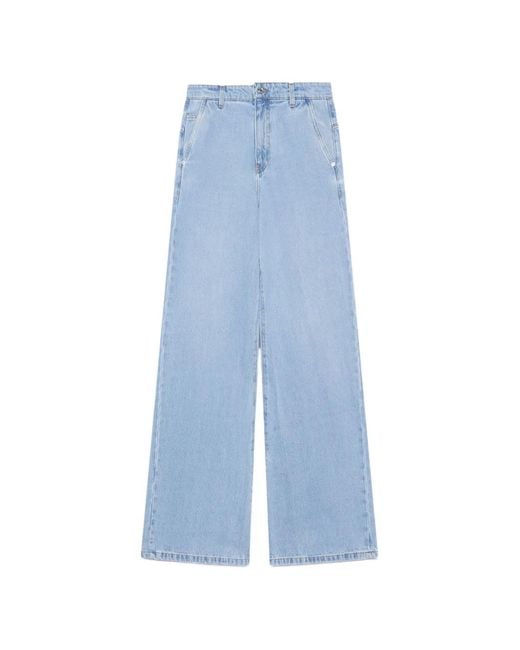 Gcds Blue Stone-Washed Wide-Leg Jeans