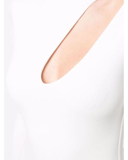 MANURI White Cut-Out Detail Long-Sleeve Dress