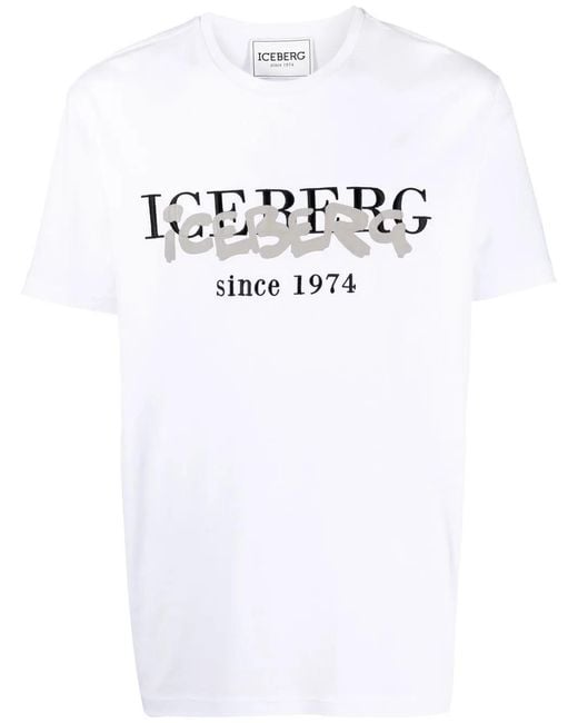 Iceberg White Logo-Print Short-Sleeved T-Shirt for men