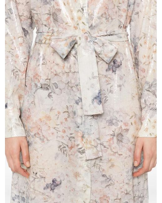 Golden Goose Deluxe Brand White Floral Midi Dress With Subtle Shimmer