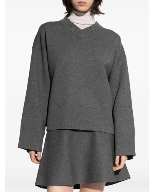 Samsøe & Samsøe Gray Salula V-Neck Sweater