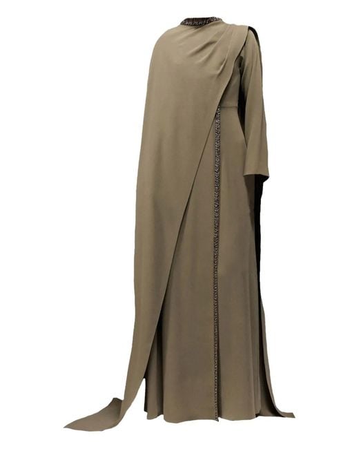 THA SEEN Natural Beaded-Embroidered Maxi Dress