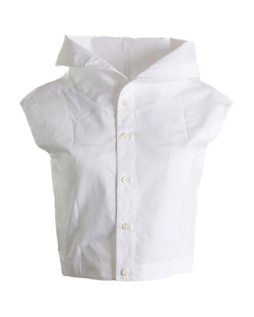 Jacquemus White Wide-Collar Sleeveless Top