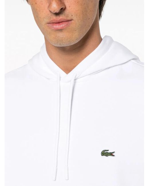 Sudadera con capucha y parche del logo Lacoste de hombre de color White