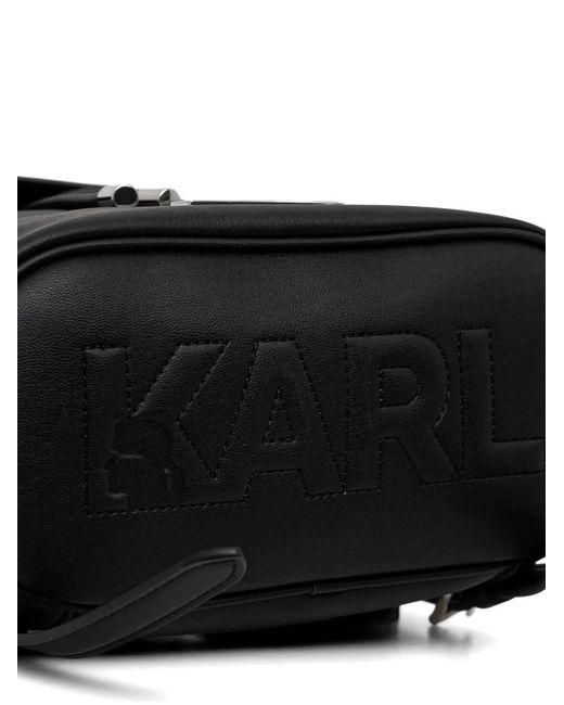 Karl Lagerfeld Black Kordelzug-Rucksack Mit Logo-Prägung
